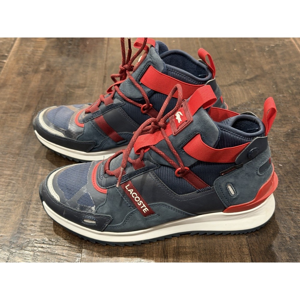 Men LACOSTE Run Breaker Textile and‎ Leather Sneakers Size 7.5 EUC